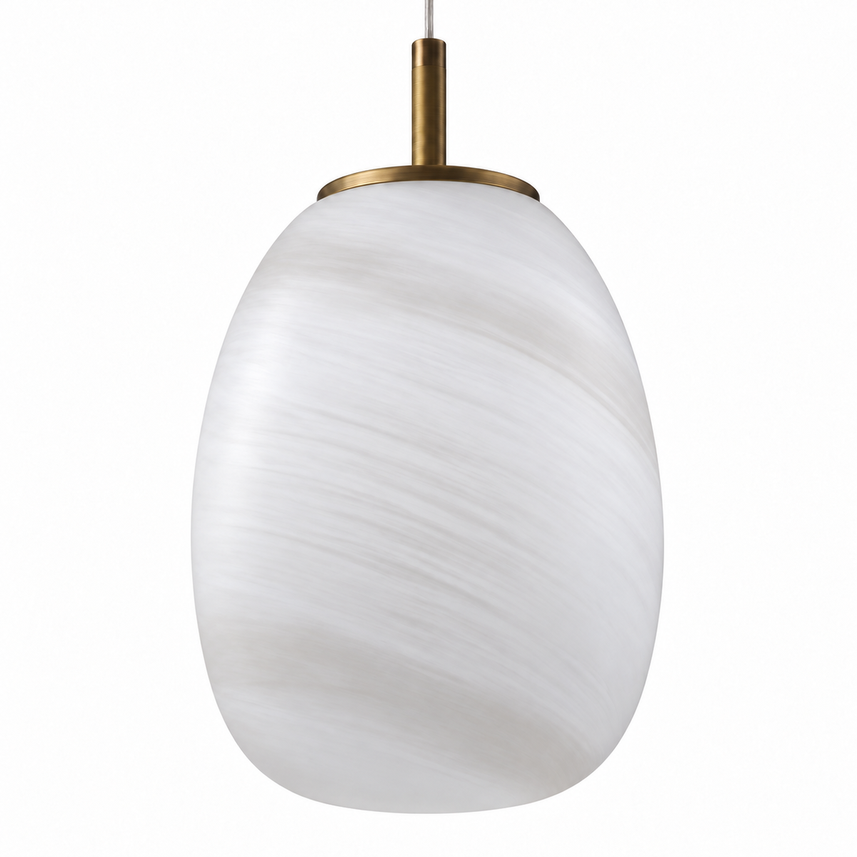 Ovola White Glass Pendant Light, studio view on white