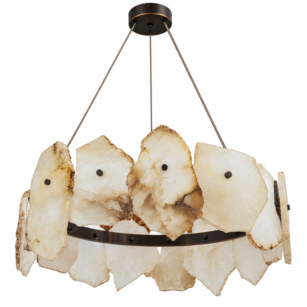 Petra Sculpted Marble Ring Chandelier, studio view on white