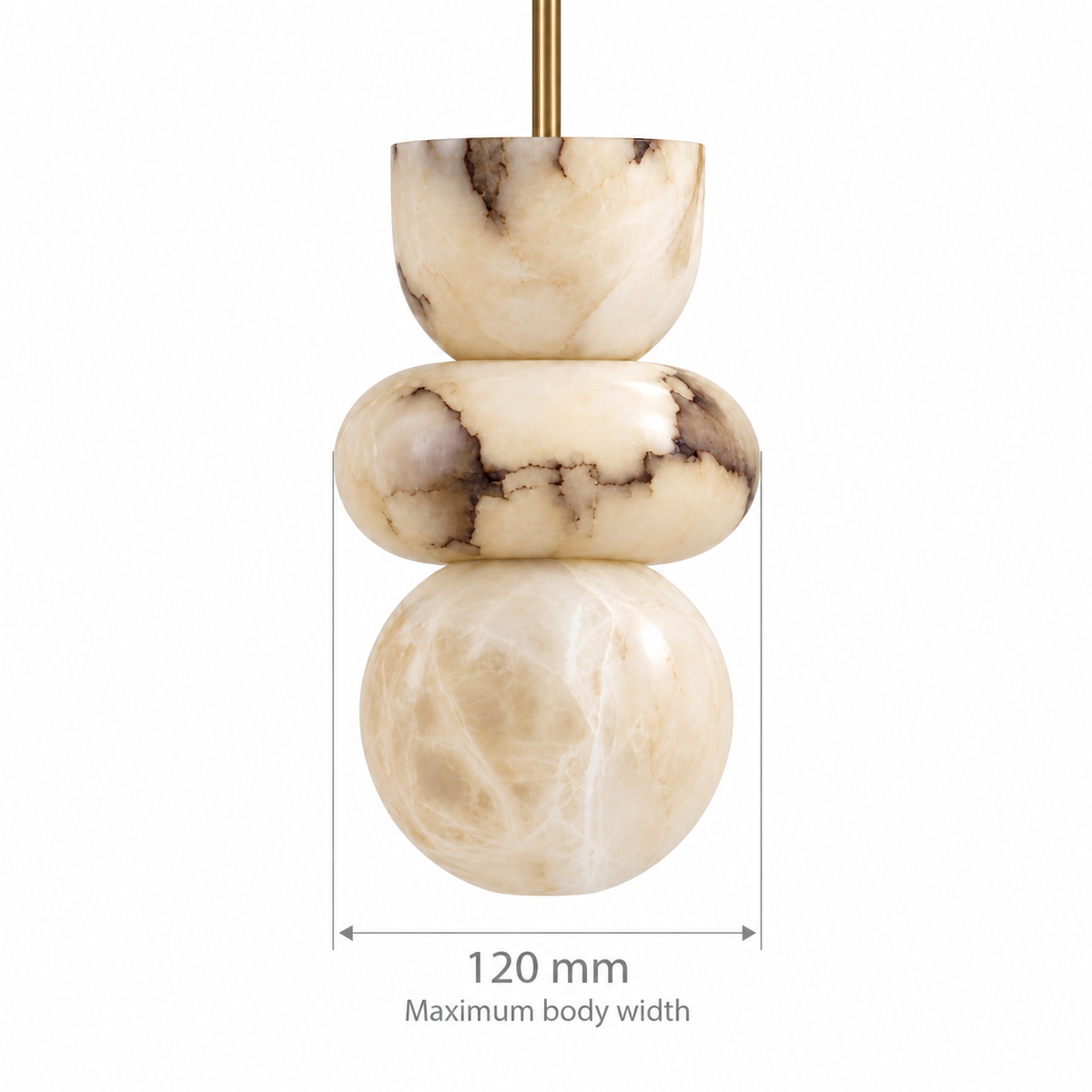Petra Stacked Marble Pendant Light, confirmed dimension diagram