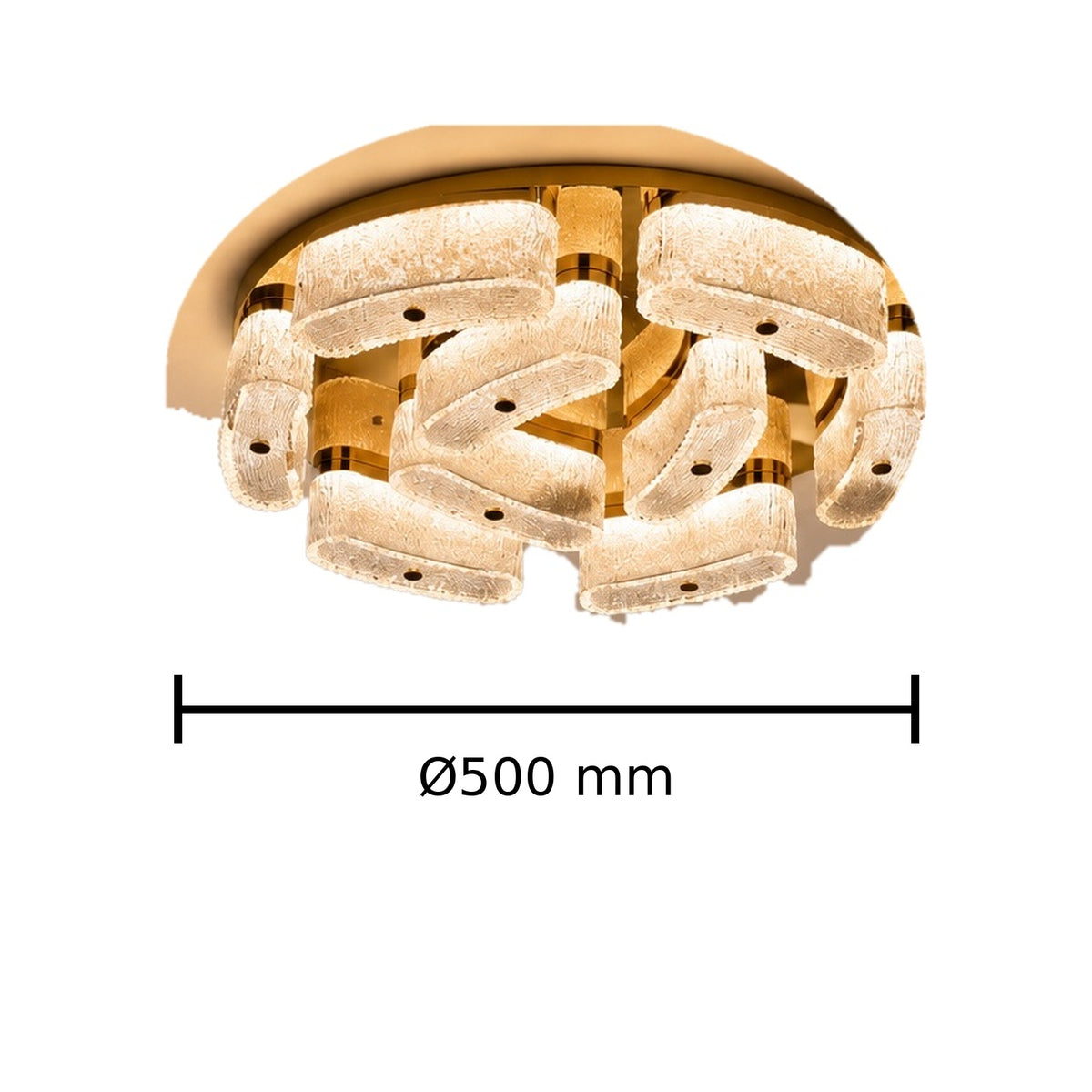 Golden Loop Acrylic Ceiling Light dimension image, Ø500 mm