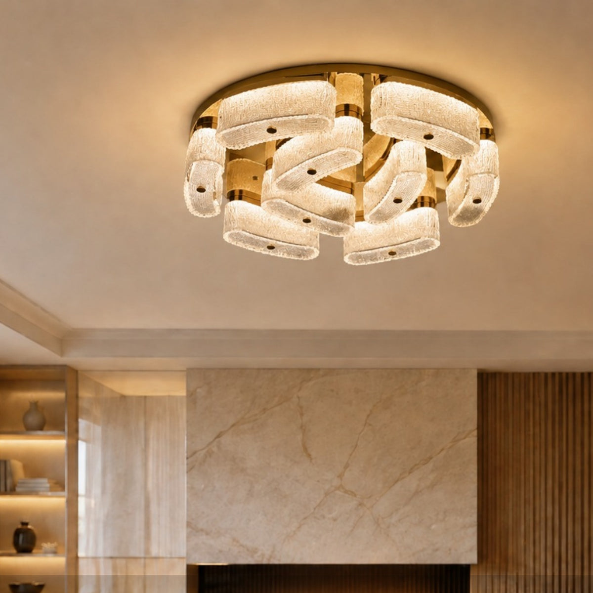Golden Loop Acrylic Ceiling Light in a modern interior