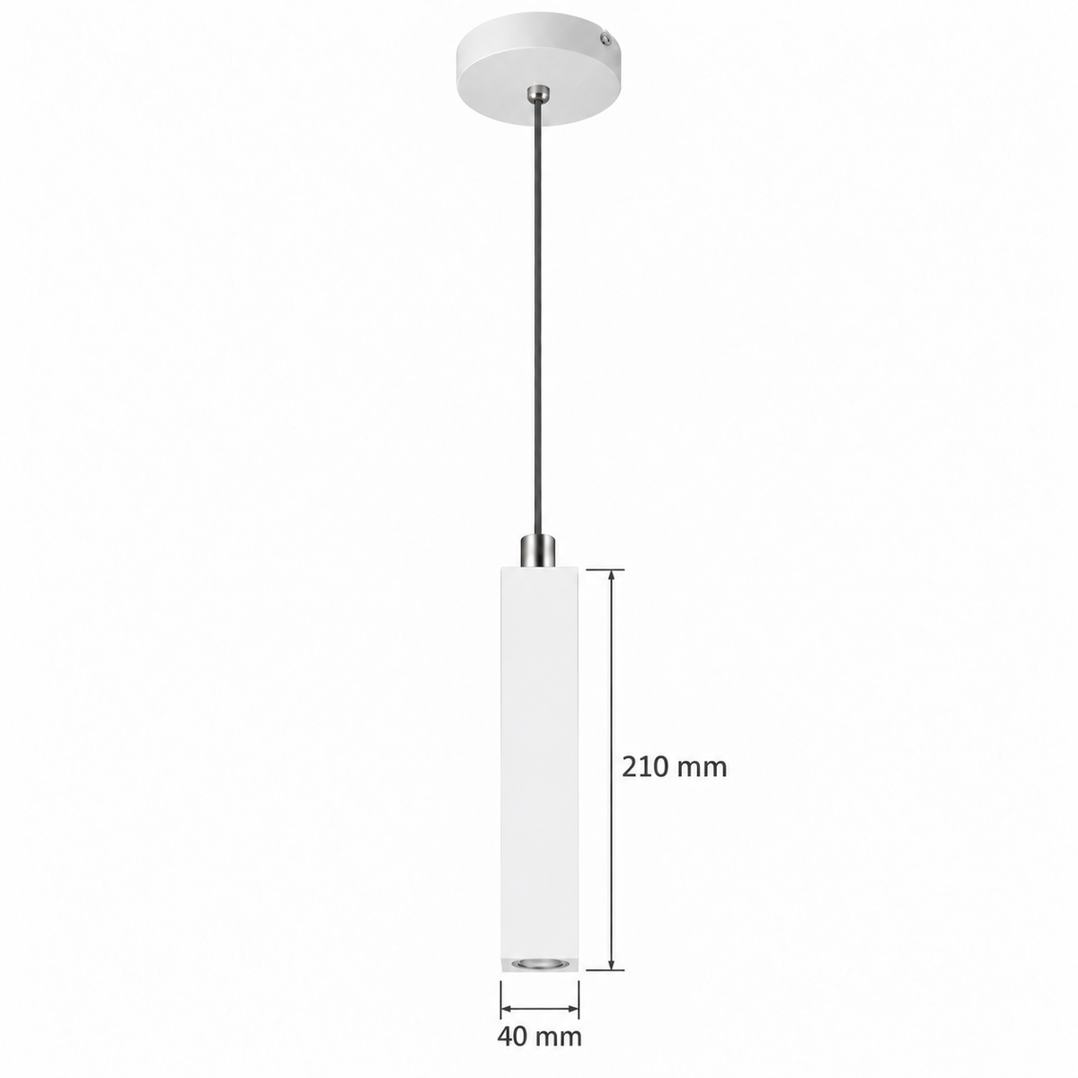 Prisma White Square Pendant Light, confirmed dimension diagram
