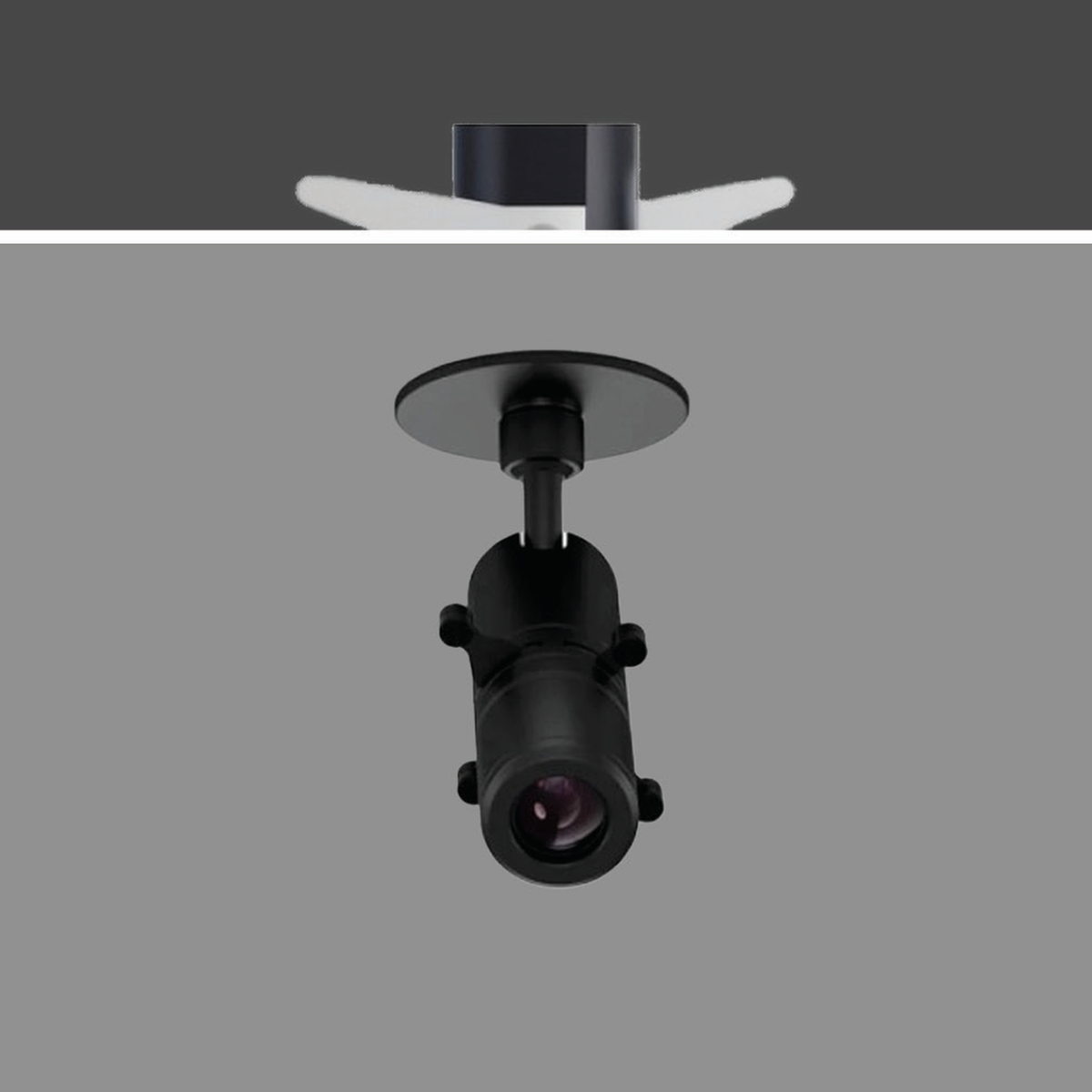 PROJECT CONCEAL 12W black-body recessed spotlight with original concealed fixing assembly, projecting optical head and lens geometry; white-body photograph unavailable.