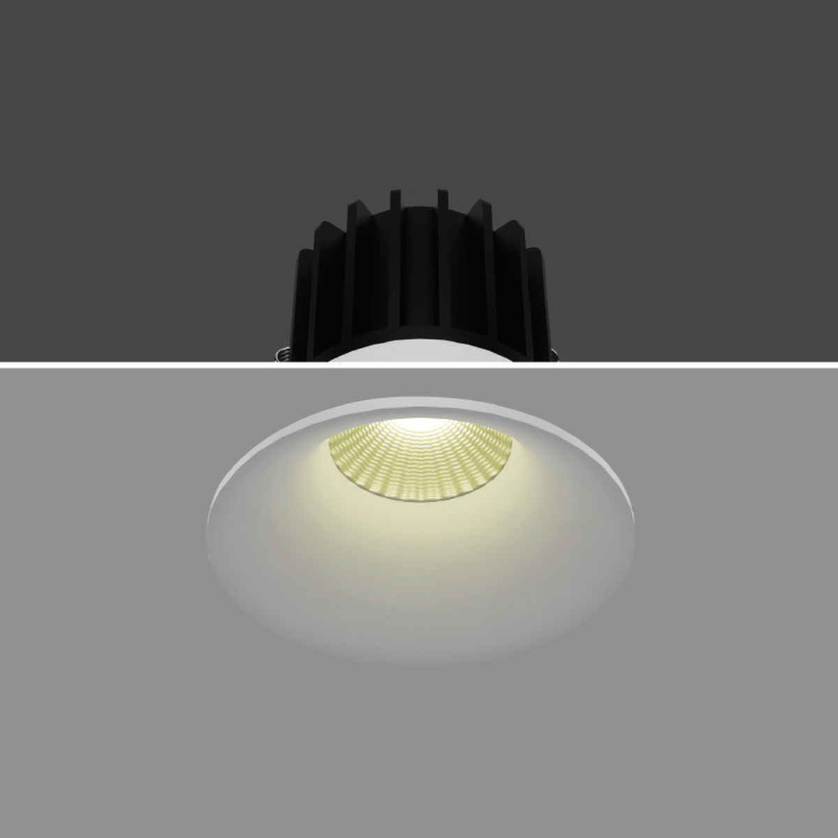 TRUE LIGHT QUIRK recessed downlight, original white-body reference; selected body finish may differ.