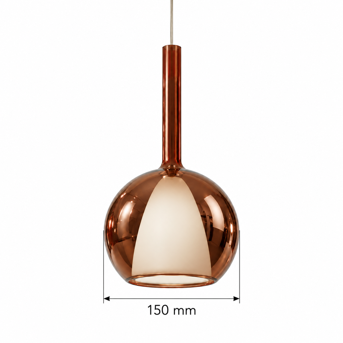 Red Wine Glass Single Pendant, dimension diagram showing shade diameter 150 mm