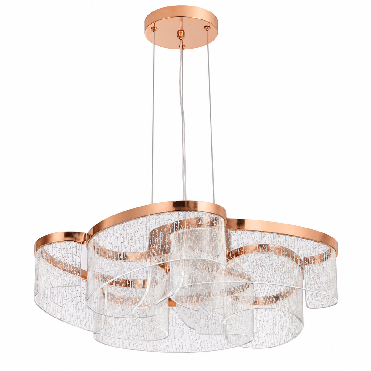 Roselle Rose-Gold Acrylic Loop Pendant Light – studio view on white