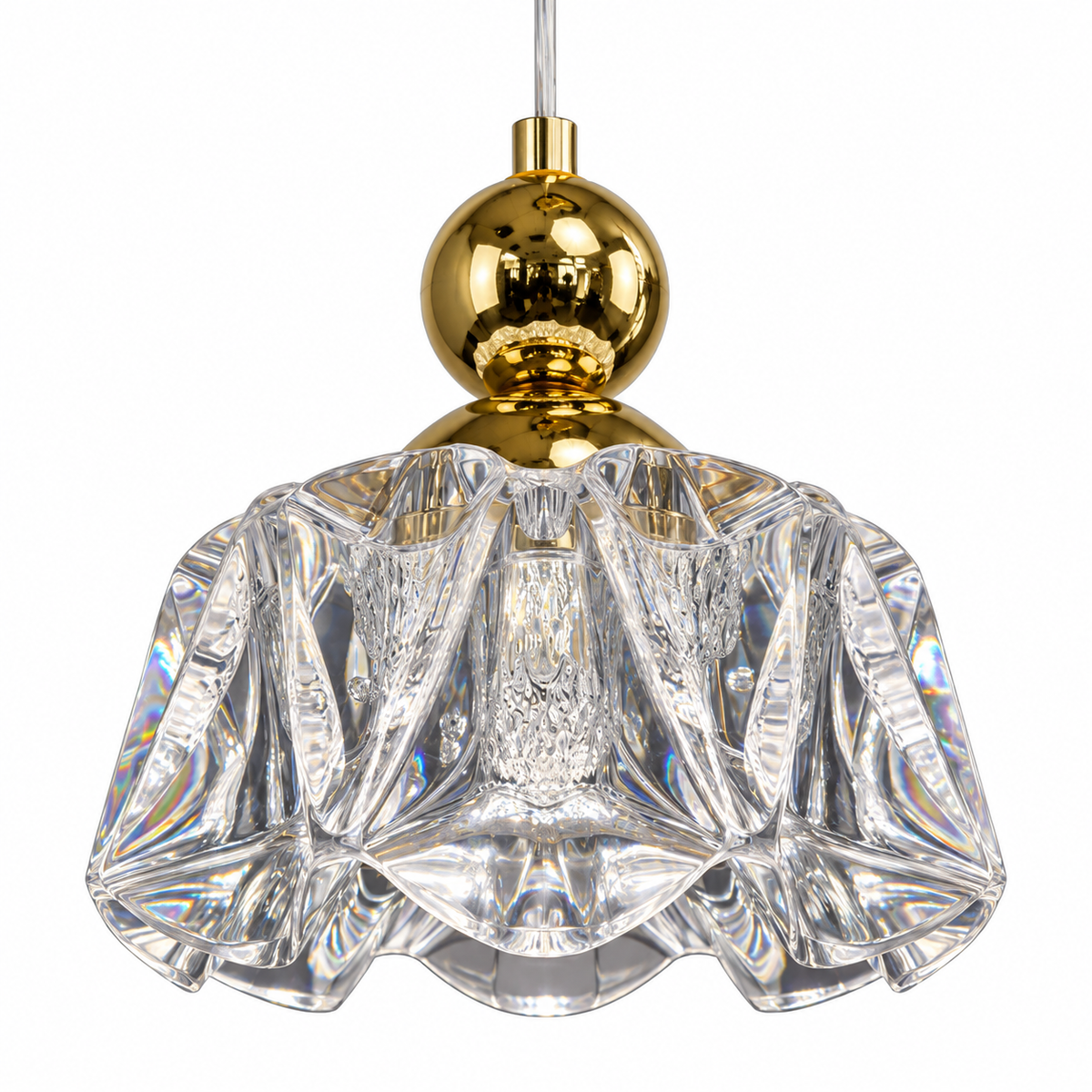 Ruelle Clear Pleated Pendant – studio view on white