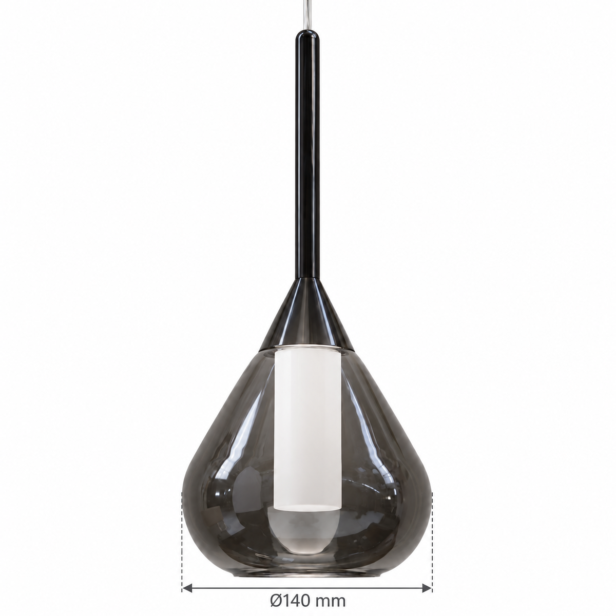 Sabletta Smoked Glass Teardrop Pendant Light – confirmed dimensions in millimetres