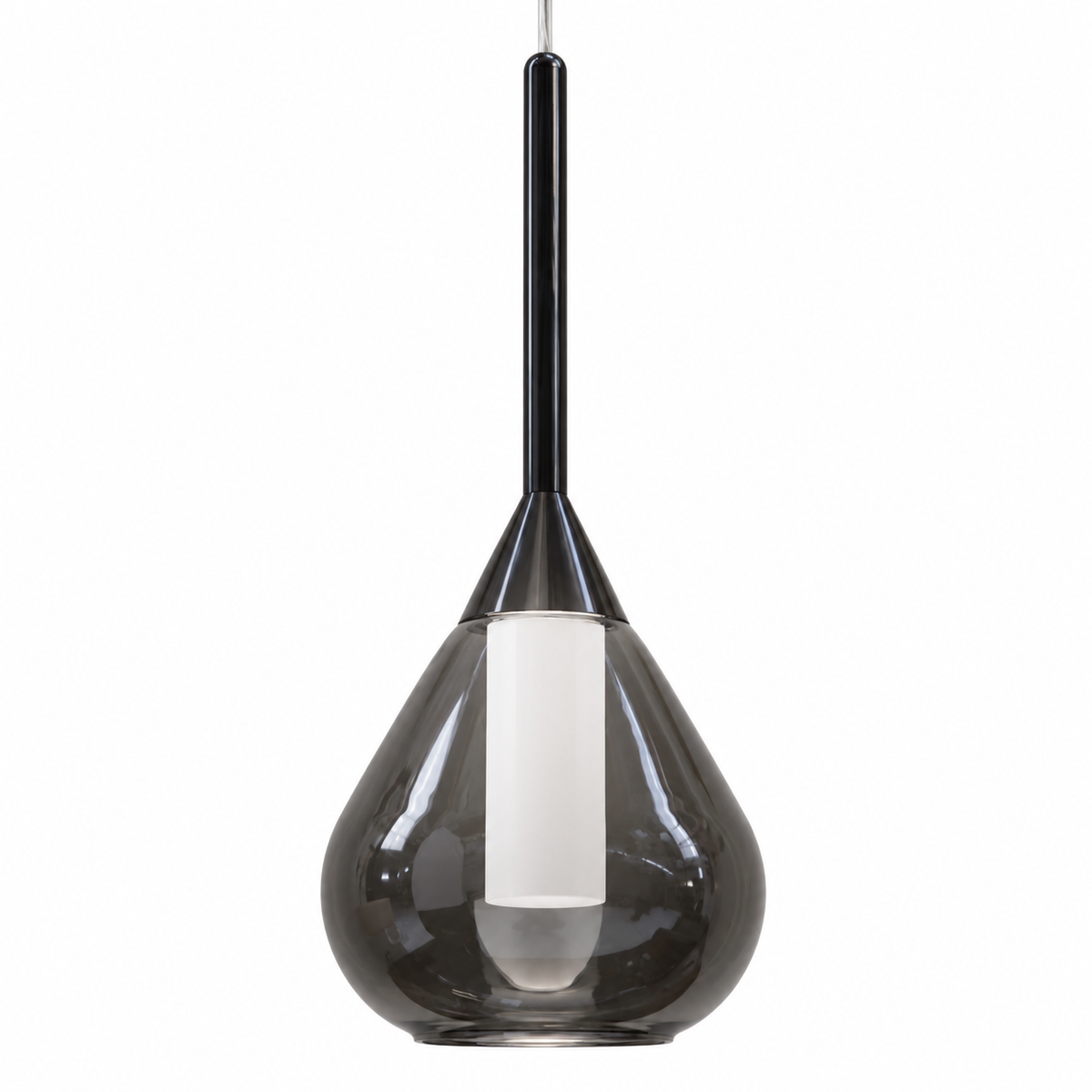 Sabletta Smoked Glass Teardrop Pendant Light – studio view on white