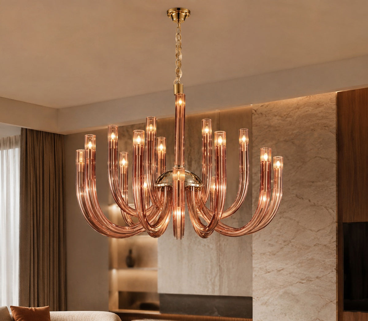 Light Purple Glass Chandelier full original in-situ image