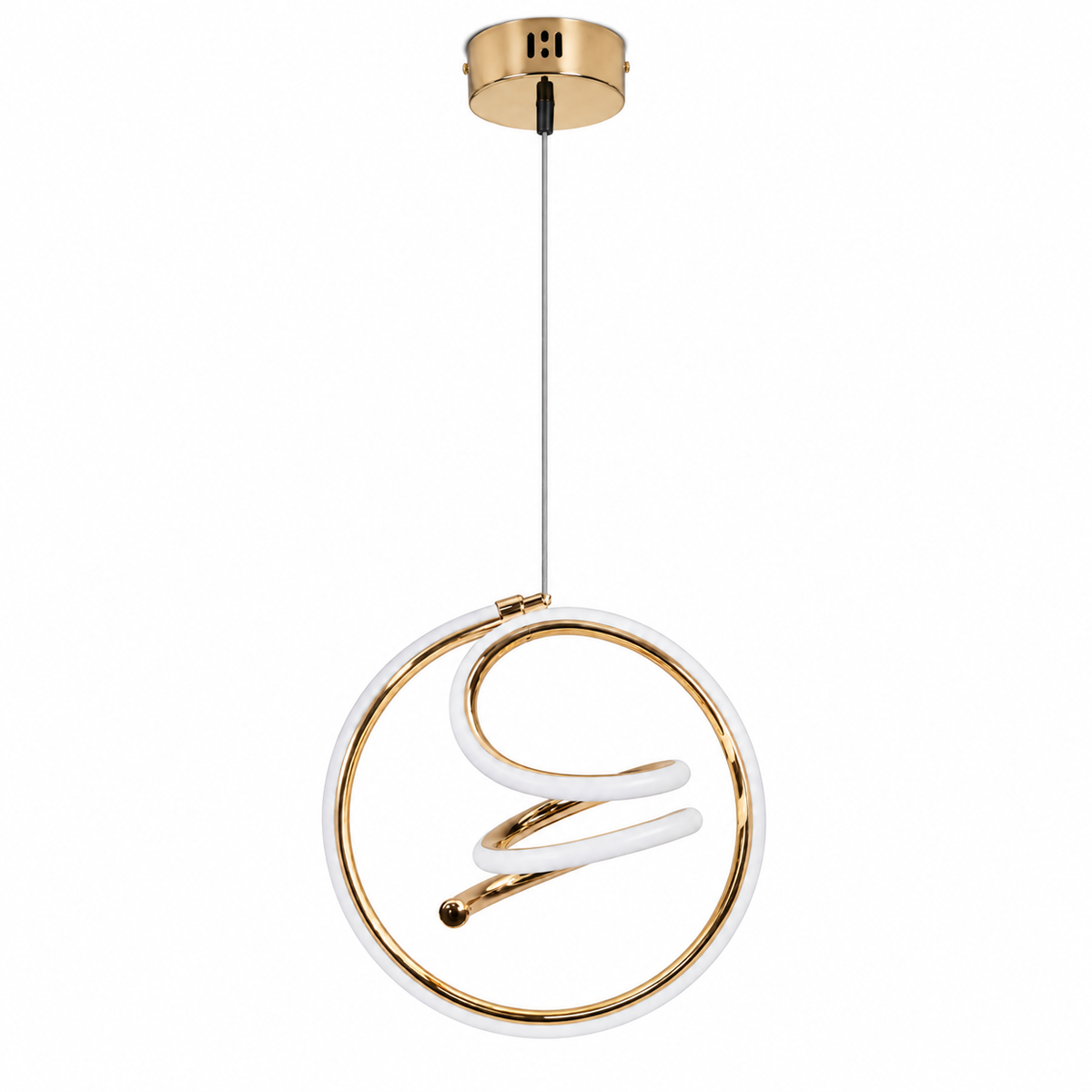 Sculptural Curl Ring Pendant, unlit studio view