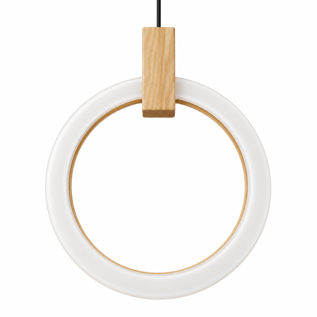 Silva Wood & Acrylic Halo Pendant Light 300 mm, studio view on white