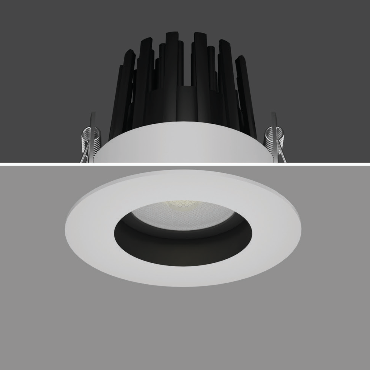 SINK 15W round recessed downlight, original white-body installed reference view with dark inner cone.