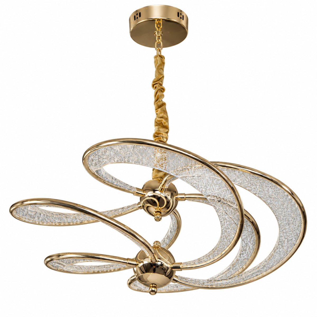 Solenne Gold-Tone Acrylic Ribbon Pendant Light – studio view on white