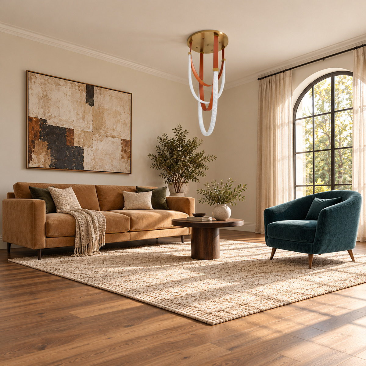 Solune Gold-Tone Silicone Ribbon Ceiling Light – daylight interior, light off