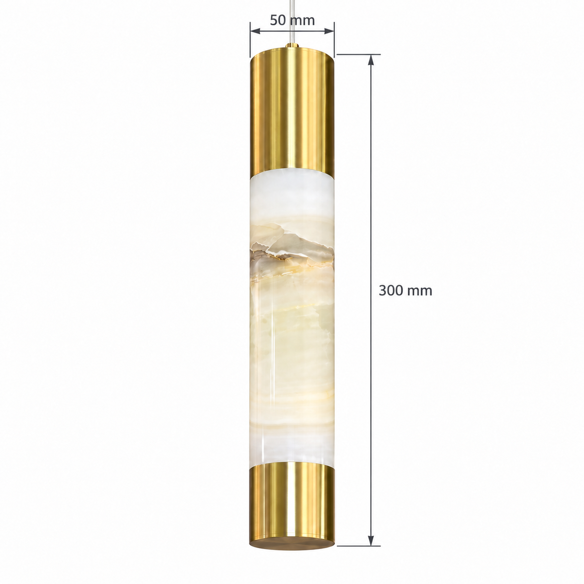 Strata Stone Cylinder Pendant Light, confirmed dimension diagram