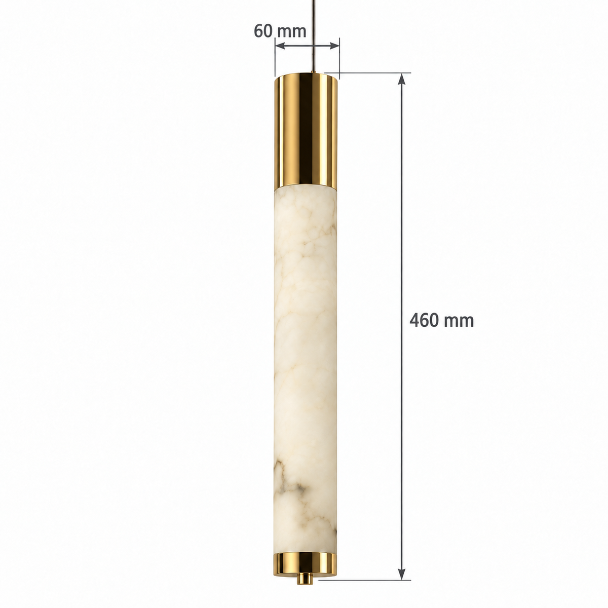 Stria Faux-Stone Column Pendant Light, confirmed dimension diagram