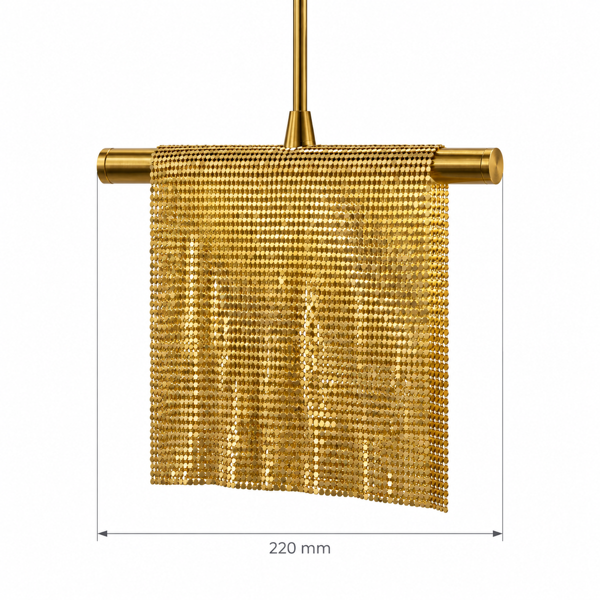 Tassia Gold-Tone Chain Fringe Pendant Light – confirmed dimensions in millimetres