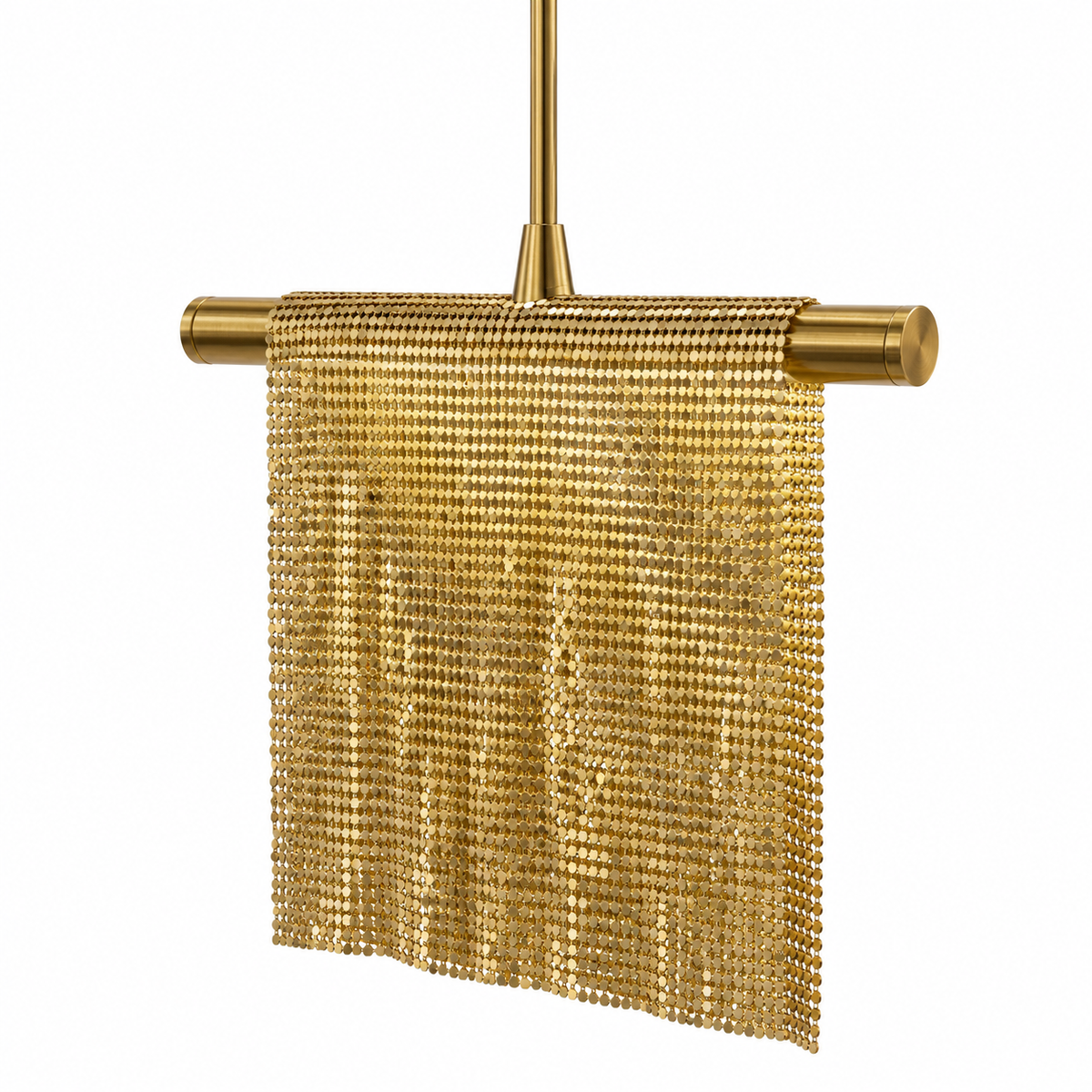 Tassia Gold-Tone Chain Fringe Pendant Light – studio view on white