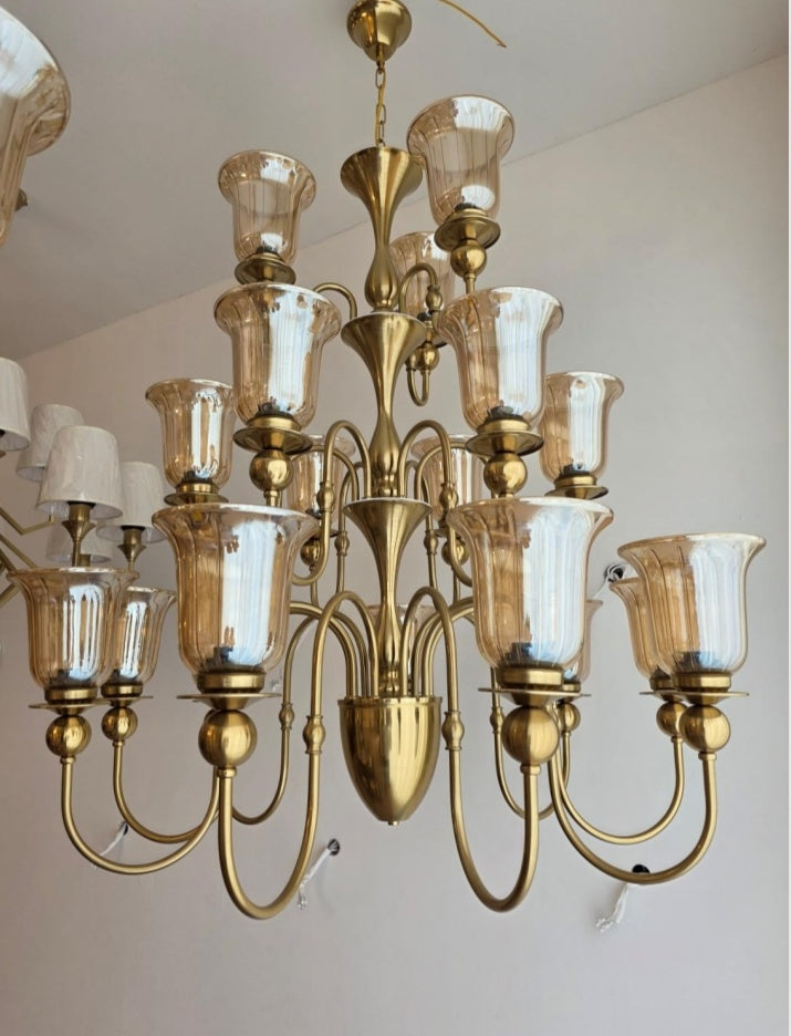 Three-tier amber glass AB chandelier original product reference