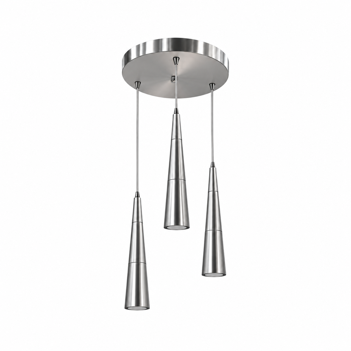 Tressa Aluminium Taper Chandelier, studio view on white