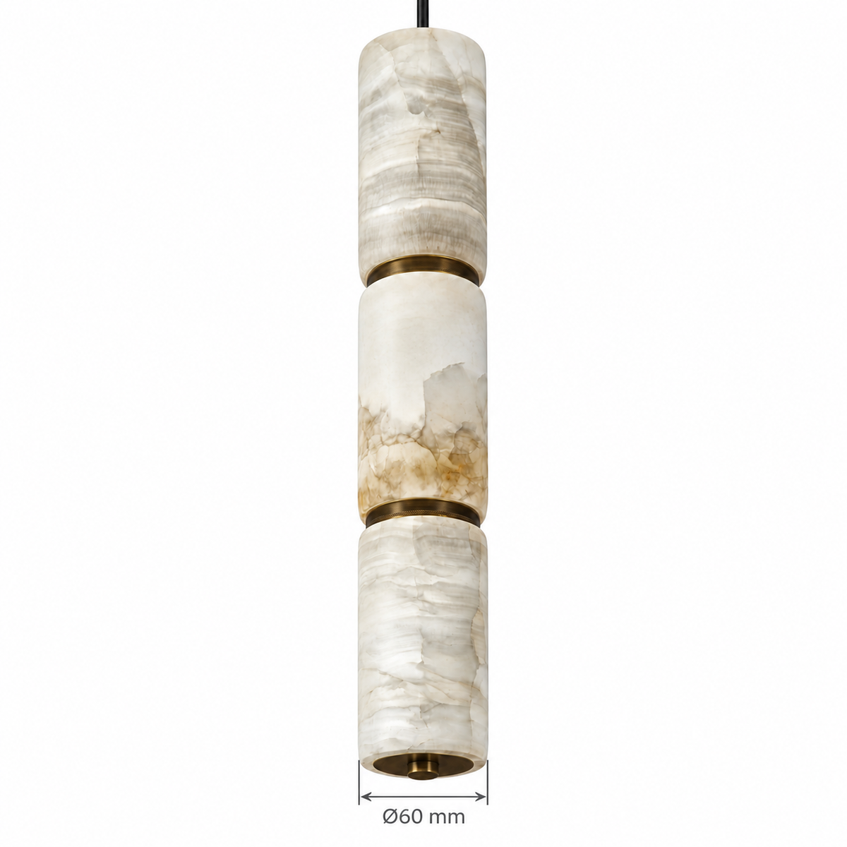 Trivelle Three-Section Marble Pendant – confirmed dimensions in millimetres