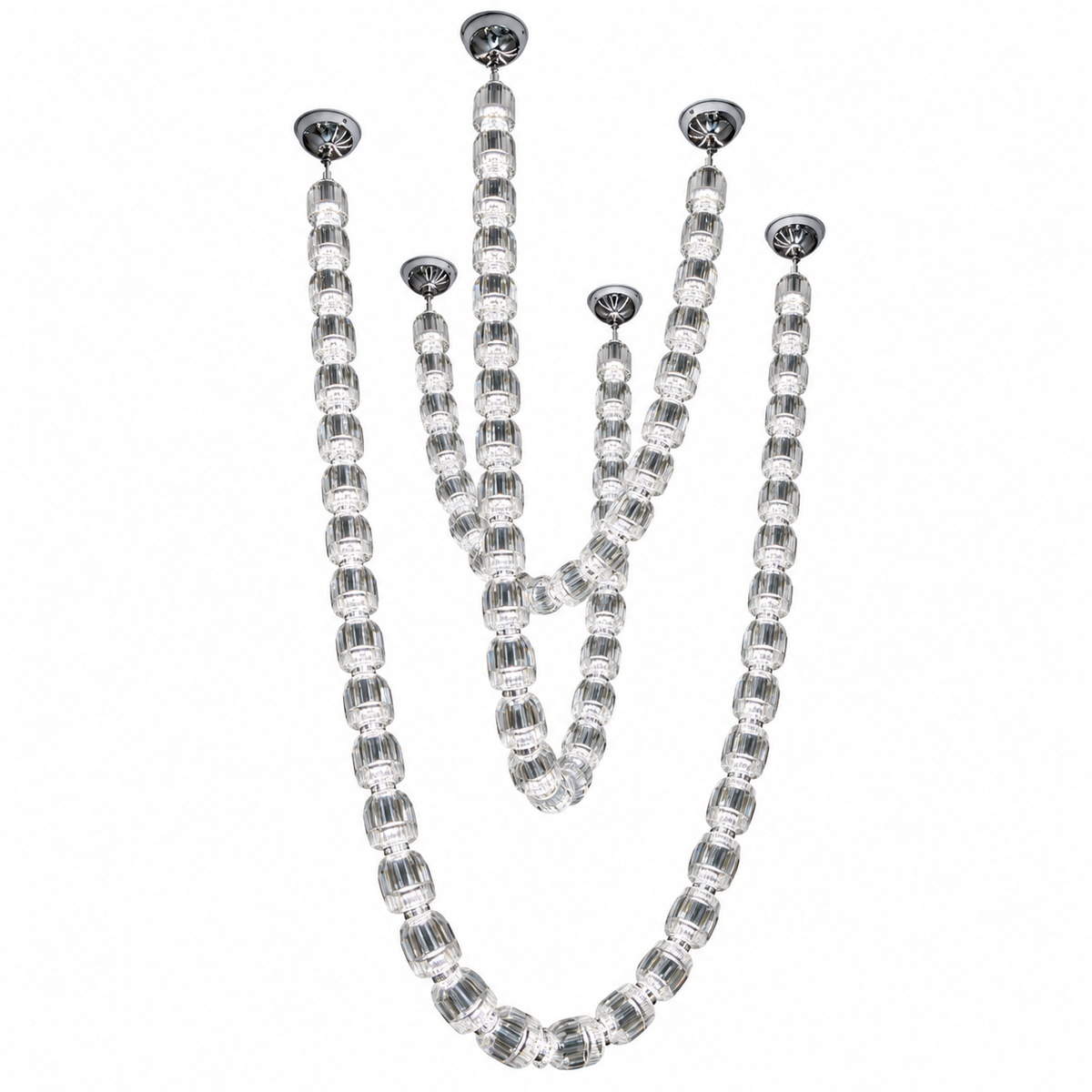 Velisse Triple-Swag Crystal Chandelier – studio view on white