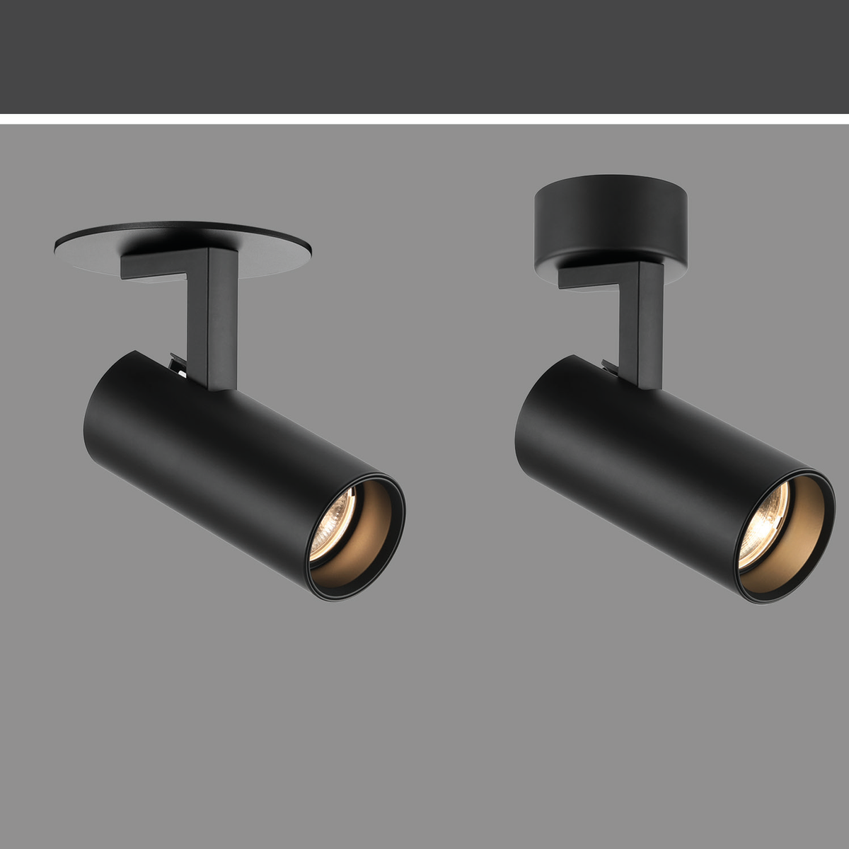 Original VELOX-C/SF black-body family reference showing flush-plate and surface-canopy forms with cylindrical spotlight heads; wattage and mounting components require confirmation.