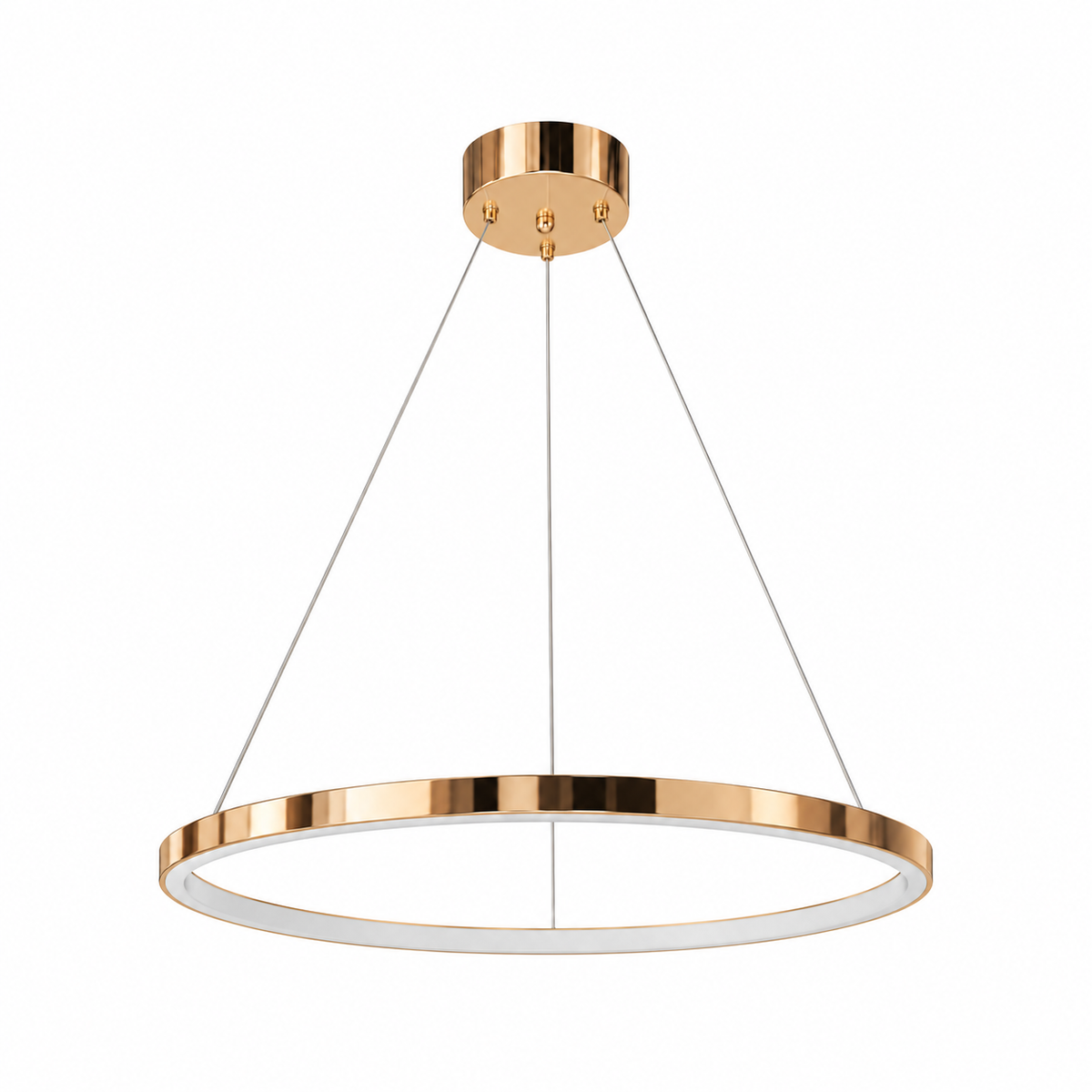 Warm Metallic Halo Pendant, unlit studio view