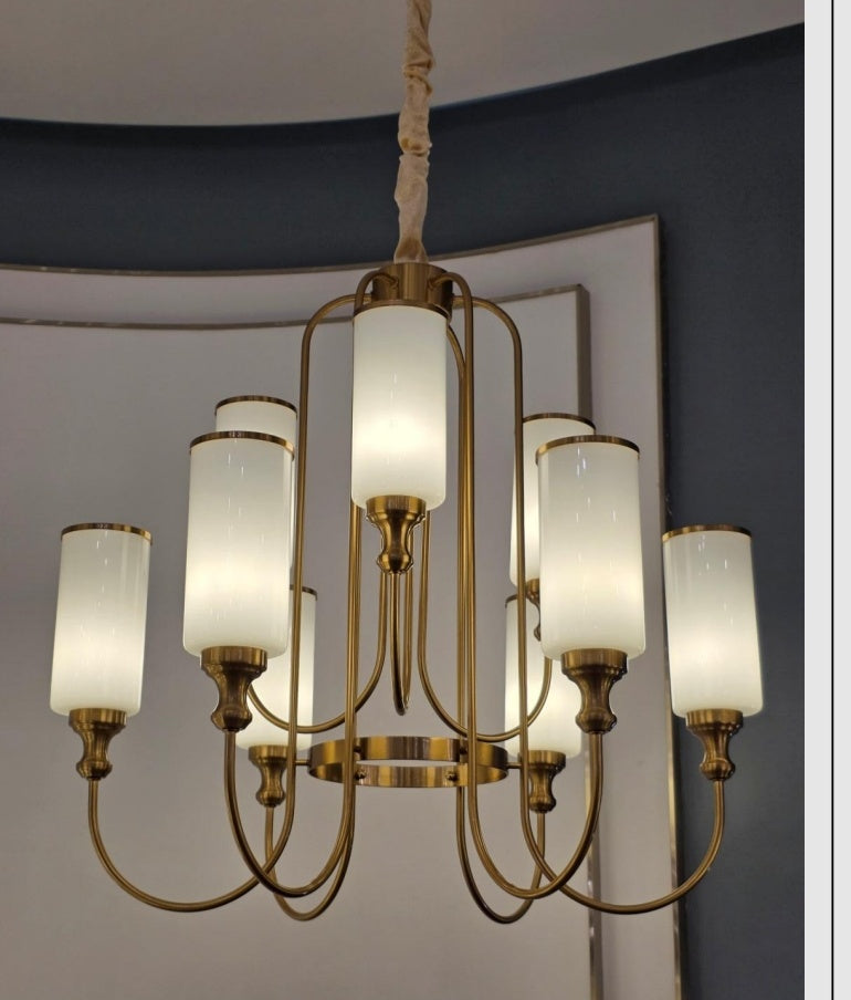 White glass brass chandelier original product reference