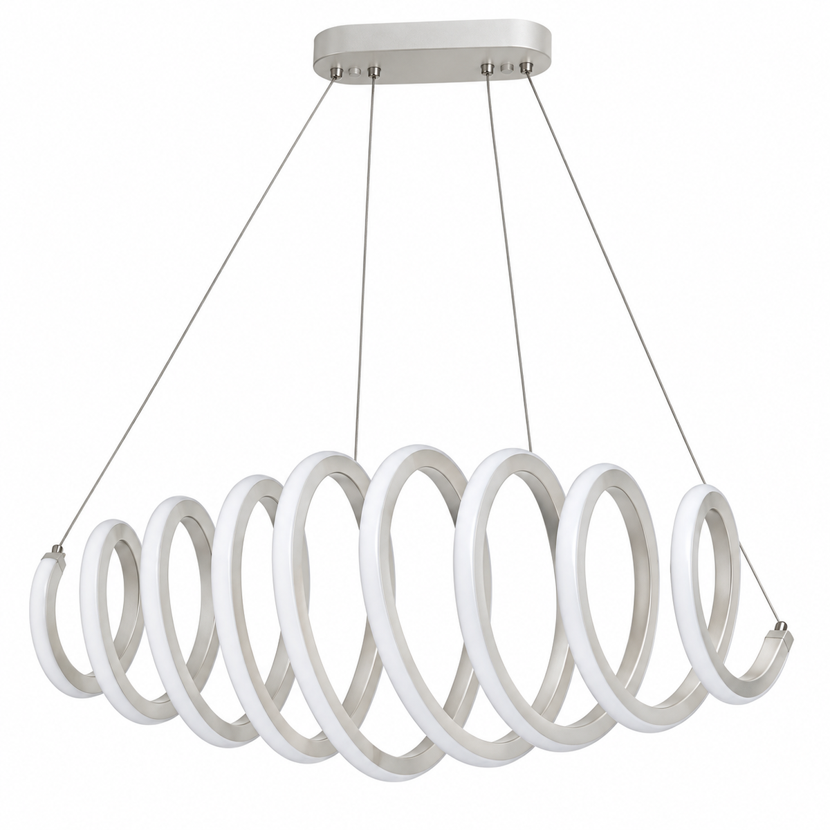 White Helix Ribbon Pendant, unlit studio view