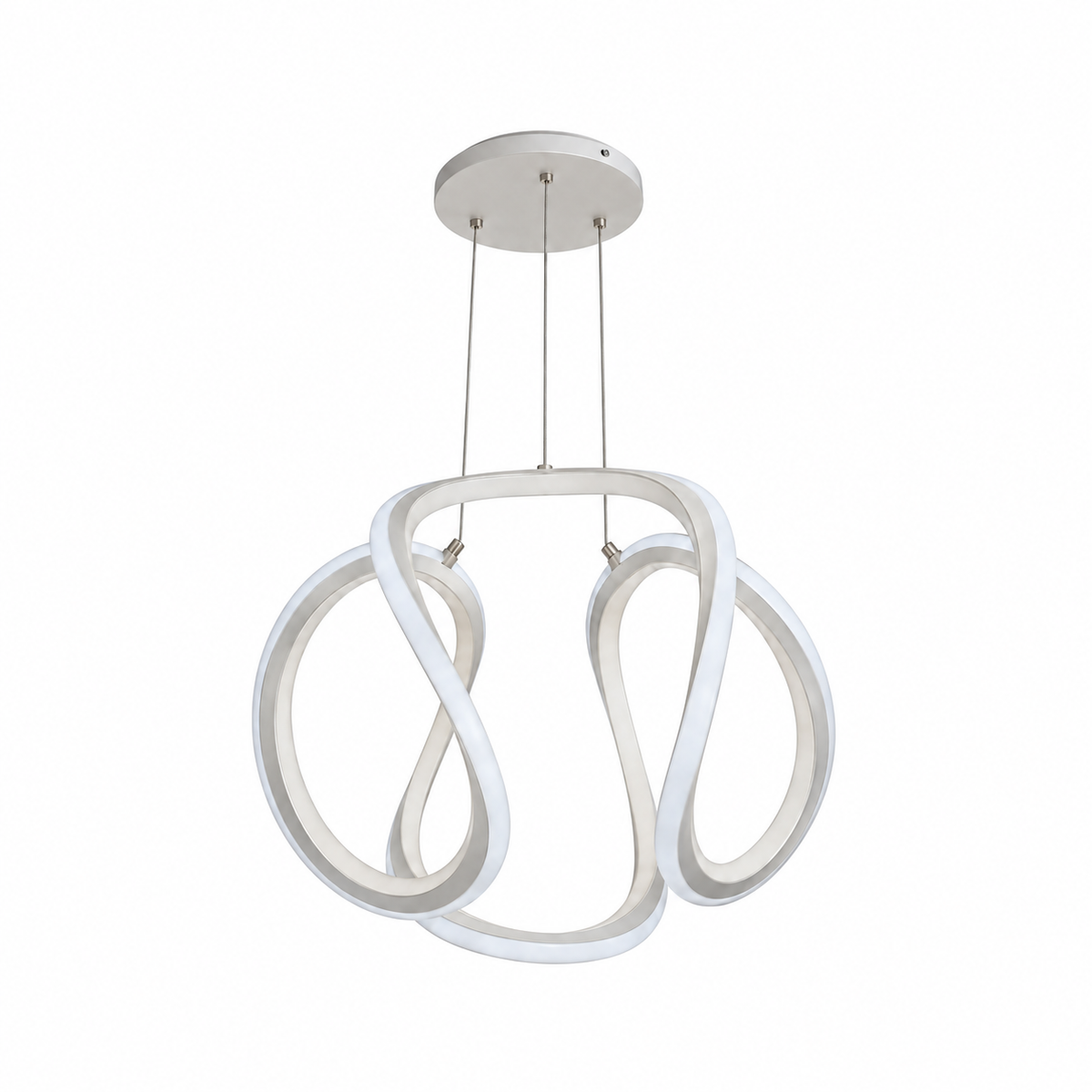 White Sculptural Loop Pendant, unlit studio view
