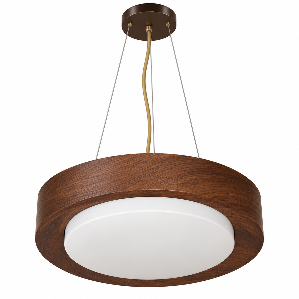 Wood-Grain Round Diffuser Pendant, unlit studio view