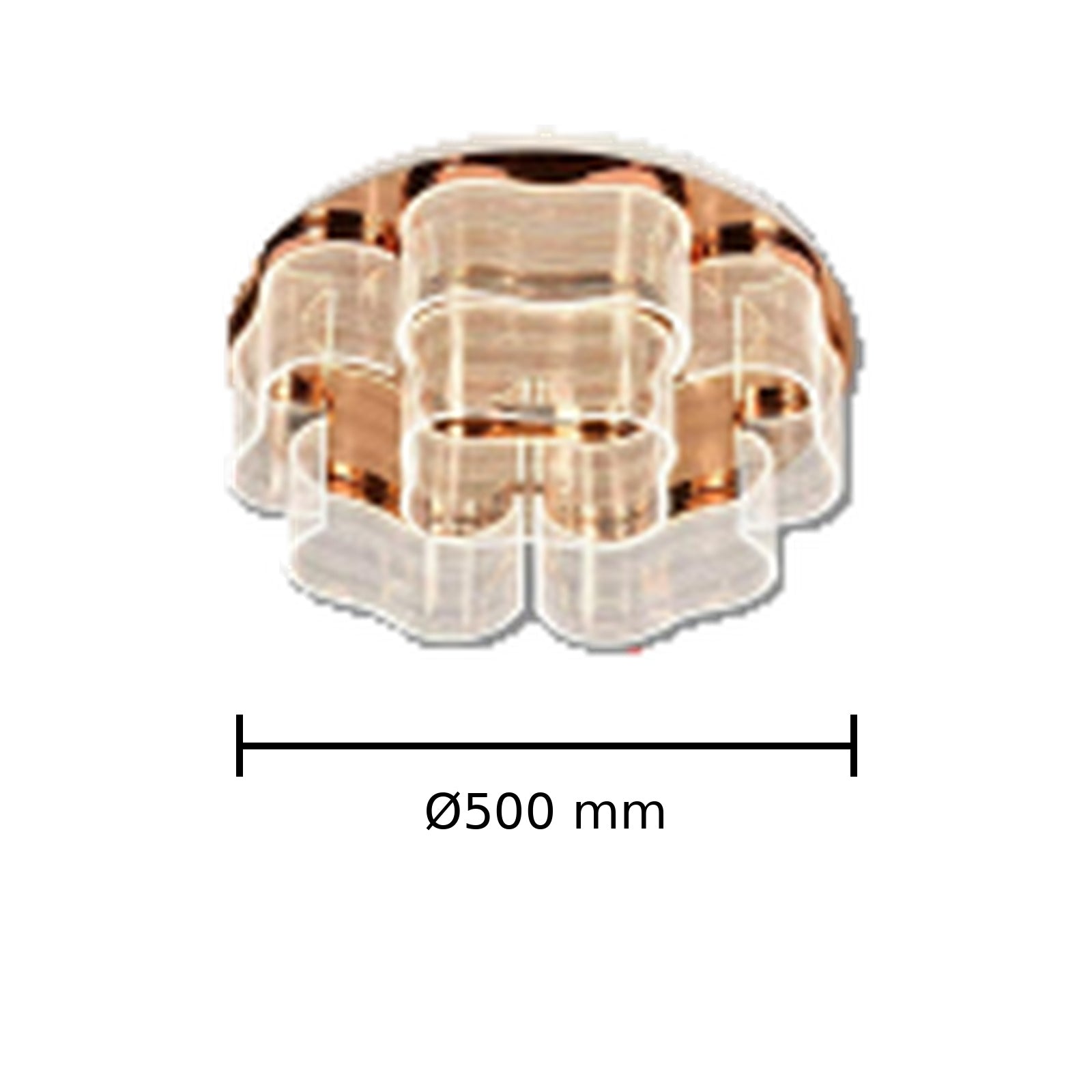 Golden Ripple Acrylic Ceiling Light dimension image, Ø500 mm