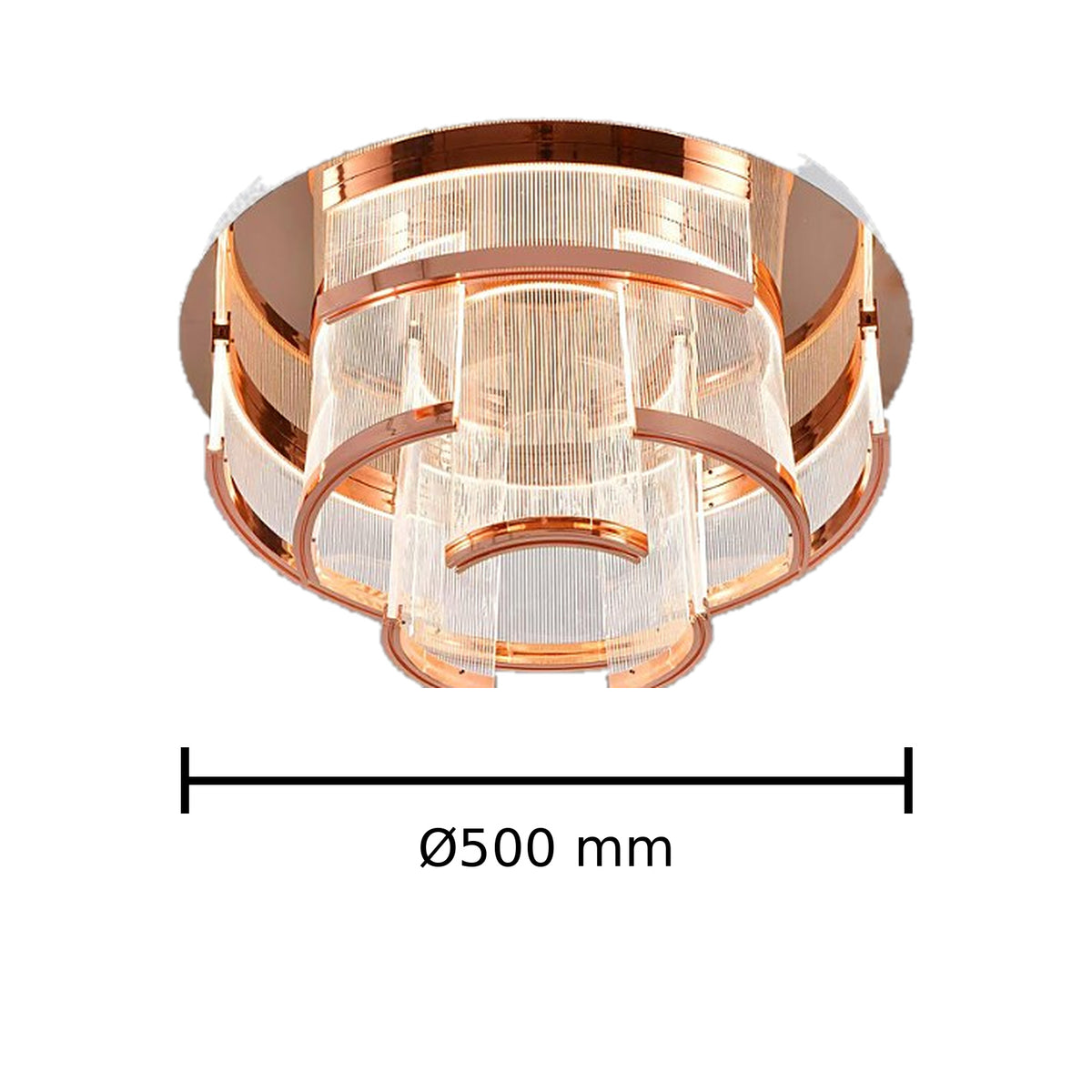Layered Arc Acrylic Ceiling Light dimension image, Ø500 mm