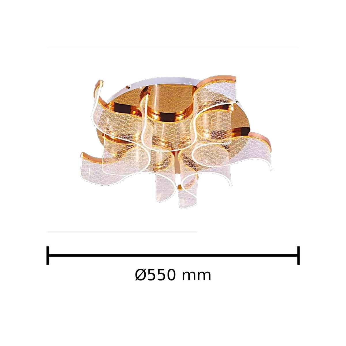 Wave Acrylic Ceiling Light dimension image, Ø550 mm