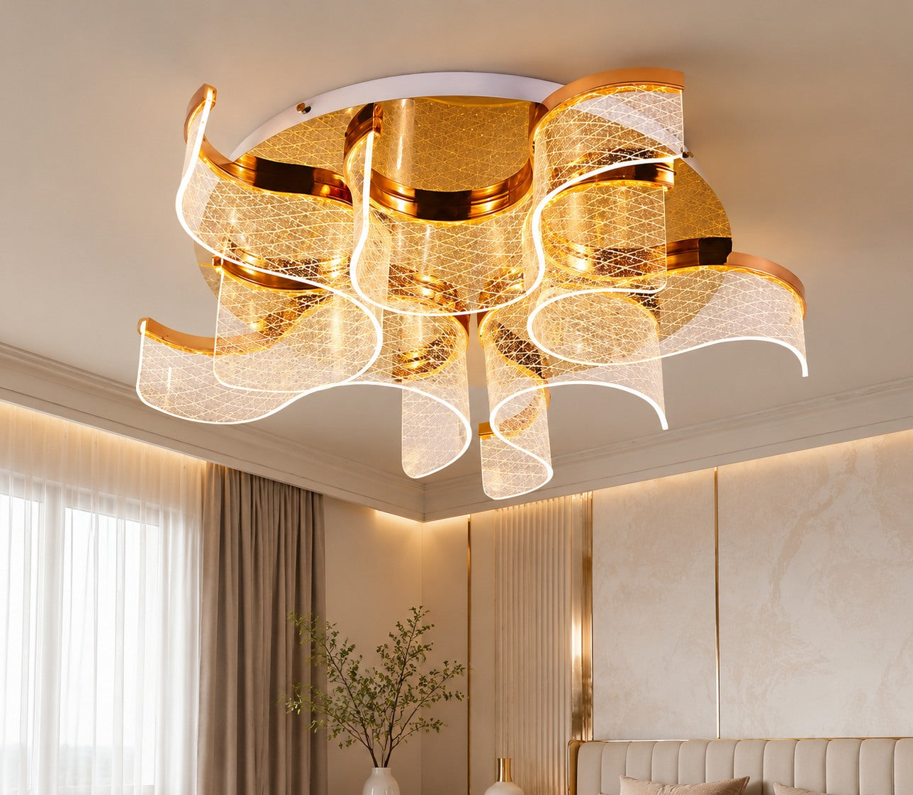 Wave Acrylic Ceiling Light full original in-situ image