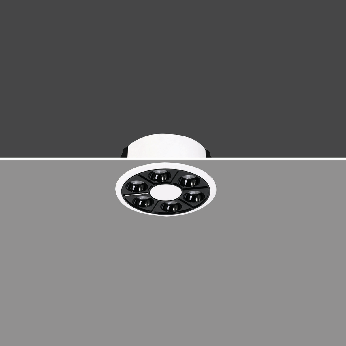 Original ZODIAC white-body round recessed family reference for the 8W–15W section, with source optical layout preserved; individual wattage unconfirmed.
